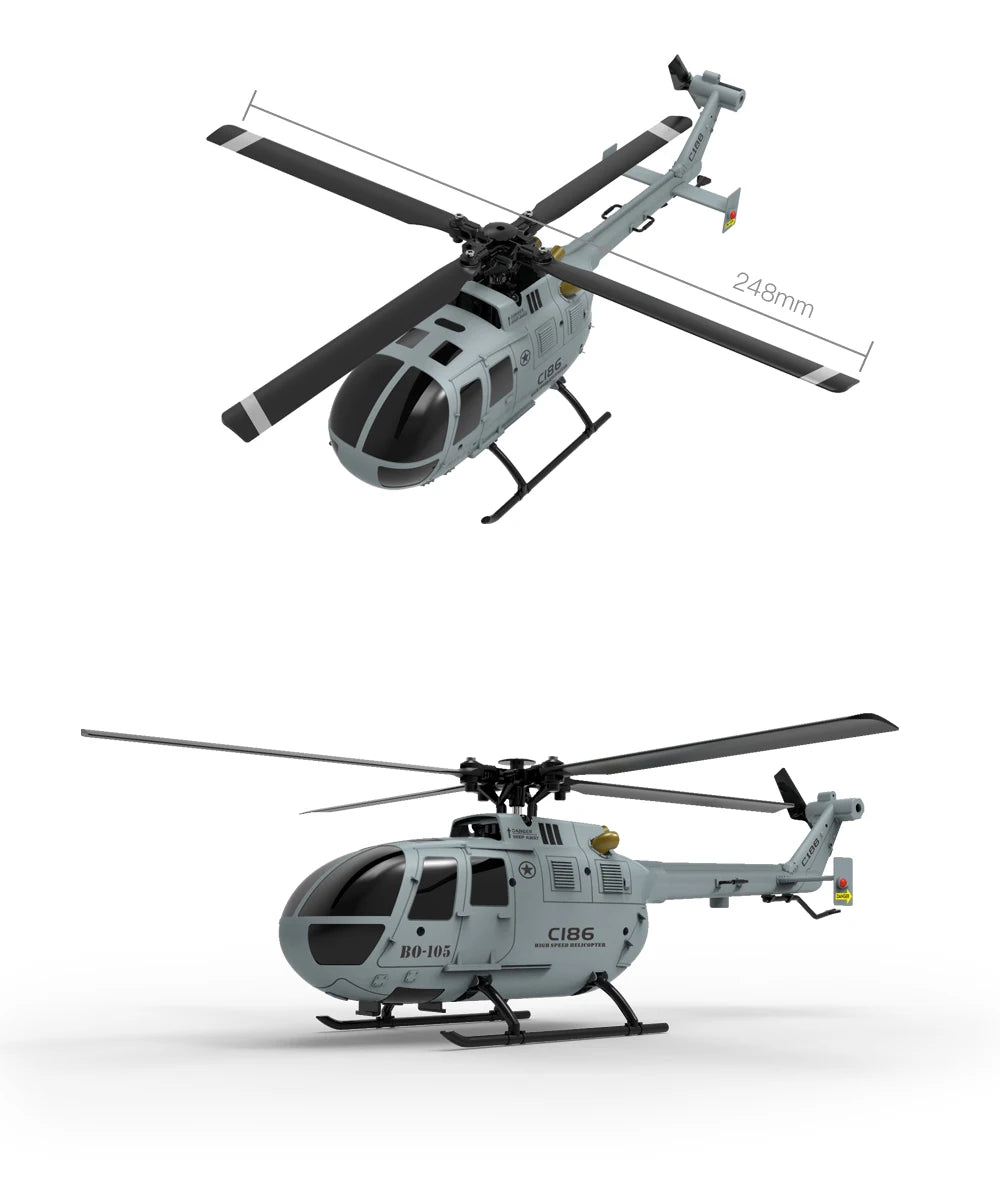 C186 PRO RC Helicopter 4CH BO105 Remote Control Airplane 6 Axis Electronic Gyroscope Aircraft Plane Toys for Children Model to assemble