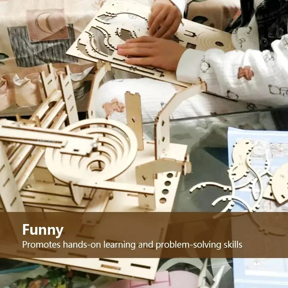 3D Wooden Puzzle DIY Building Kits Mechanical Model Marble Run - Model to assemble