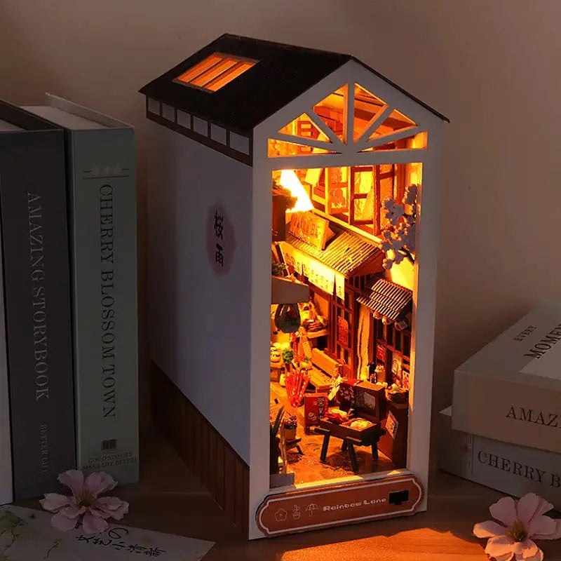 Wooden Doll House Bookshelf With Light - Model to assemble