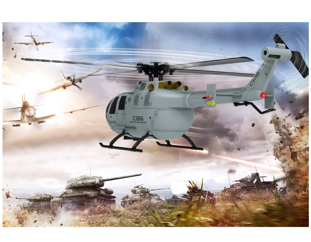 C186 PRO RC Helicopter 4CH BO105 Remote Control Airplane 6 Axis Electronic Gyroscope Aircraft Plane Toys for Children Model to assemble