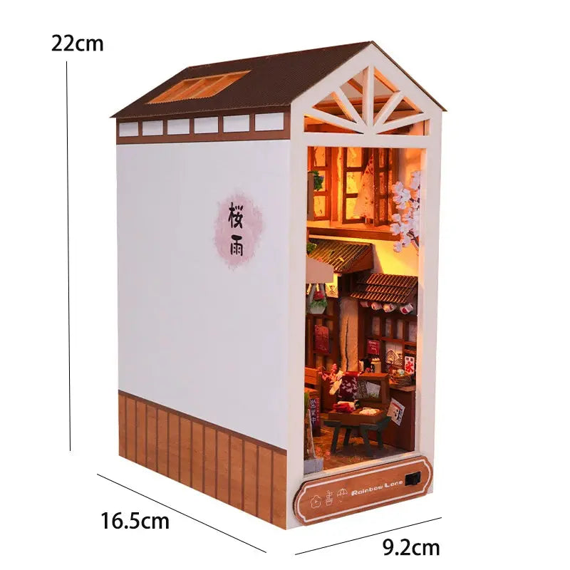 Wooden Doll House Bookshelf With Light - Model to assemble