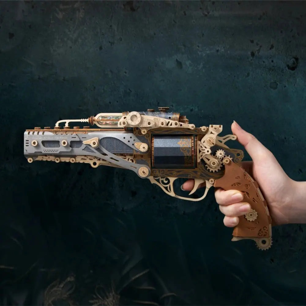Steampunk Revolver Wooden Model Kits Model to assemble