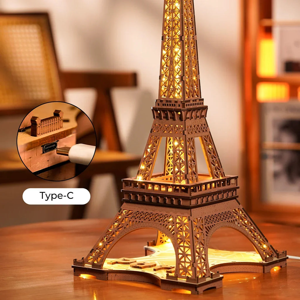 Night of the Eiffel Tower (light string included) - Model to assemble
