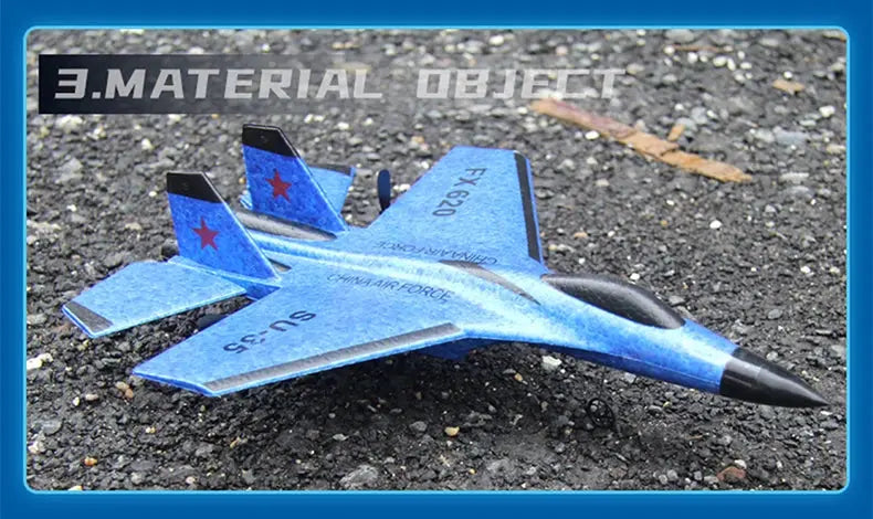 SU-35 RC Fighter Jet Foam Glider – 2.4G Remote Control Fixed Wing Airplane for Kids & Hobbyists - Model to assemble
