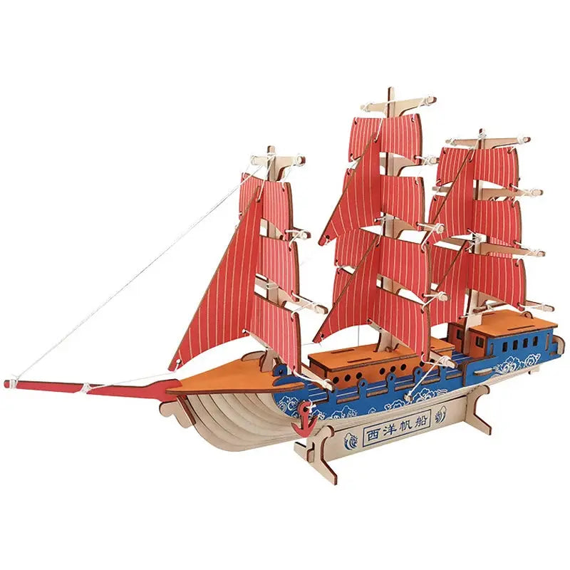 Asian Sailing Boat Ship Model Wood Jigsaw DIY Assembly Kits - Model to assemble