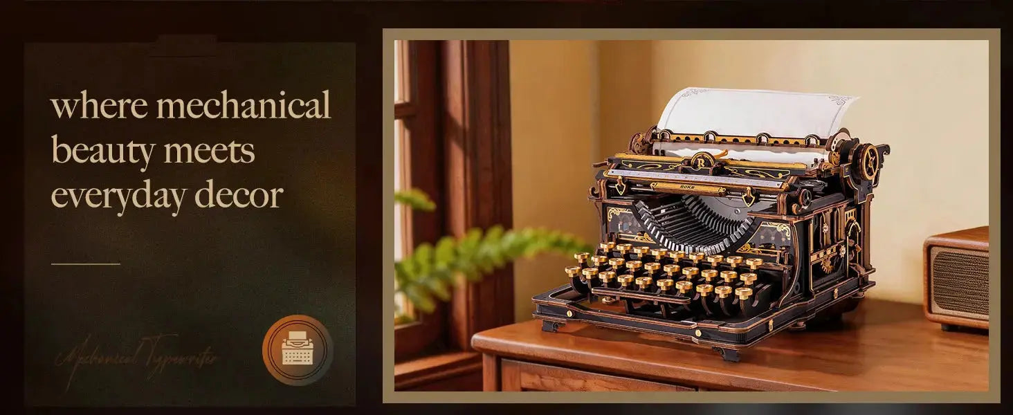 Mechanical Typewriter Wooden Model Kit - Model to assemble