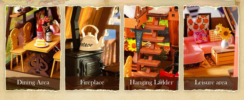 Miniature Frame Cabin with Openable Skylight - Model to assemble