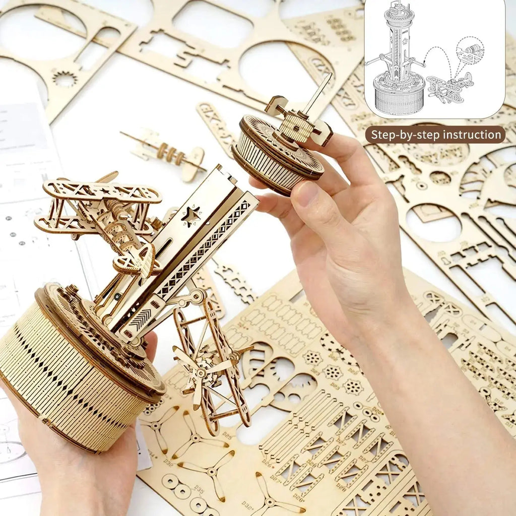 Airplane Control Tower Musical Box Model Kit to Build - Model to assemble