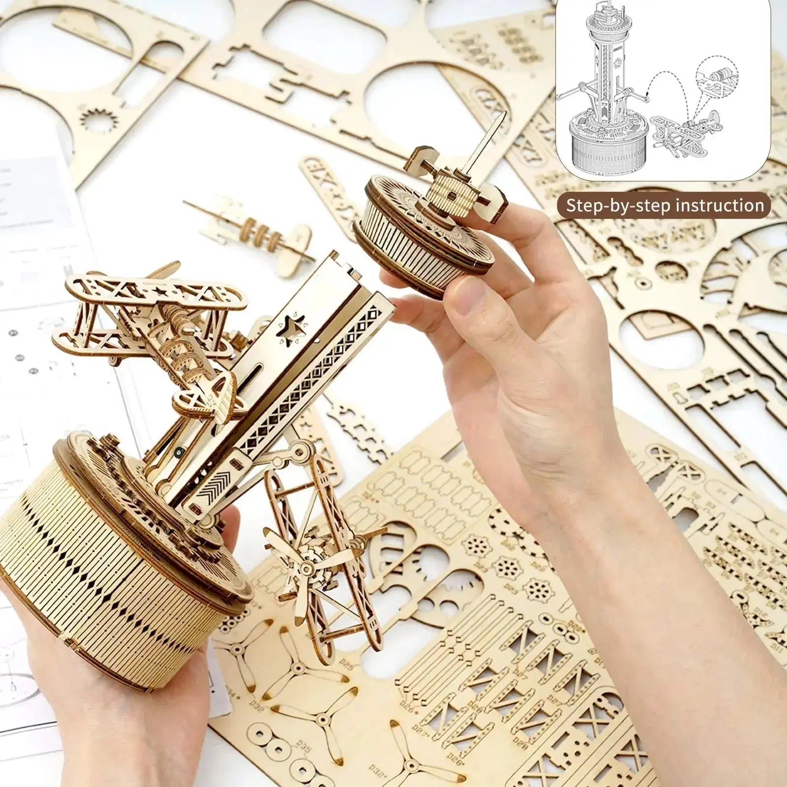 Airplane Control Tower Musical Box Model Kit to Build - Model to assemble
