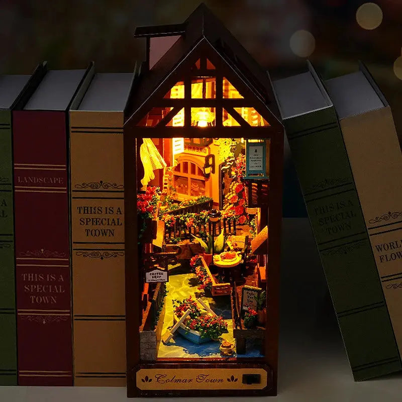 Wooden Doll House Bookshelf With Light - Model to assemble