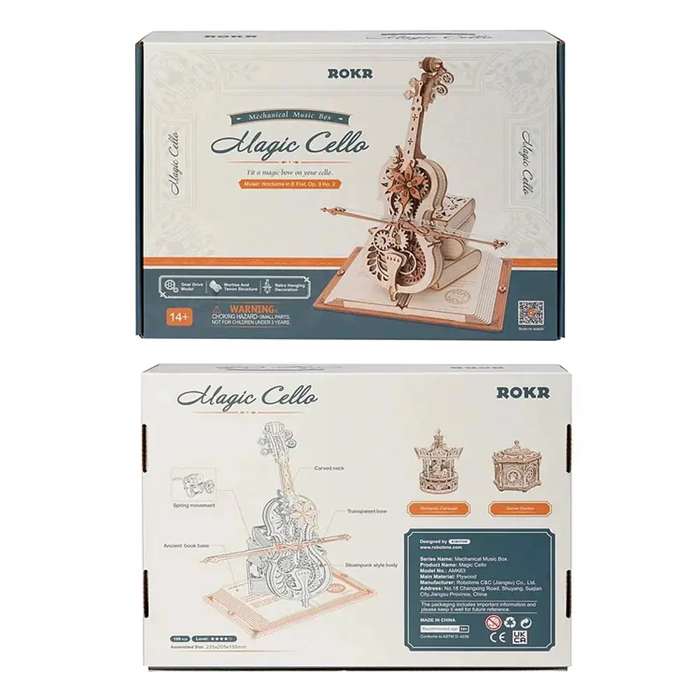 Cello Mechanical Music Box, Moveable Stem - Model to assemble