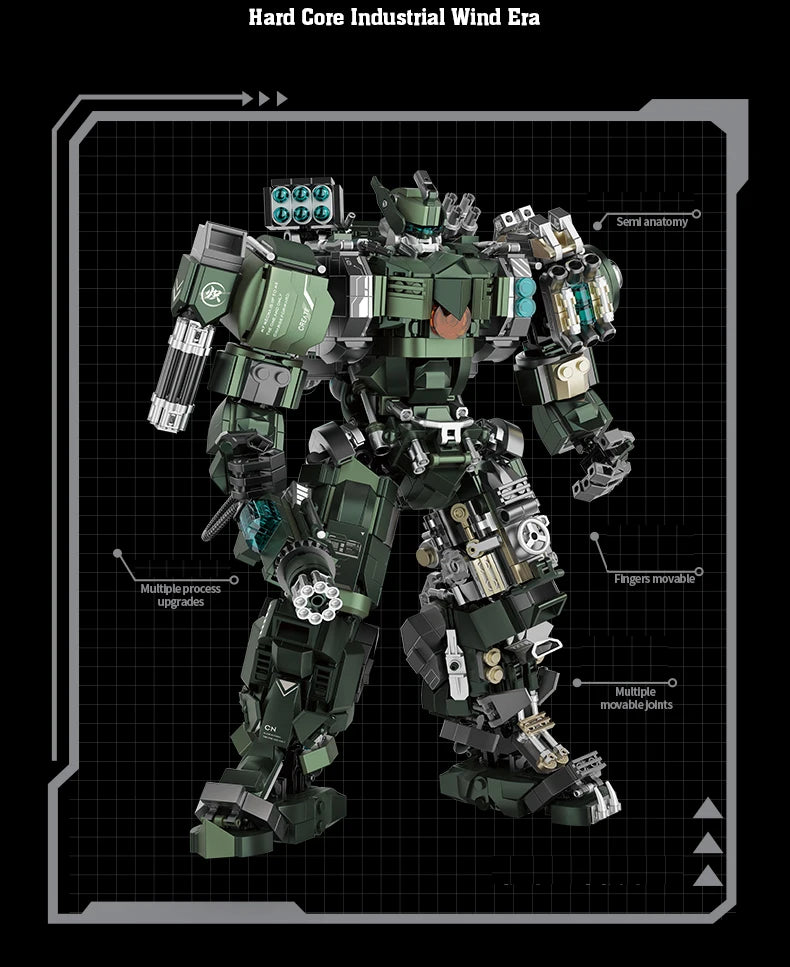 1403pcs Large Mecha Warrior Building Blocks Set Battle Robots Action Figure Model Kits Adult Teens Assembled Toys Gifts For Boys Model to assemble