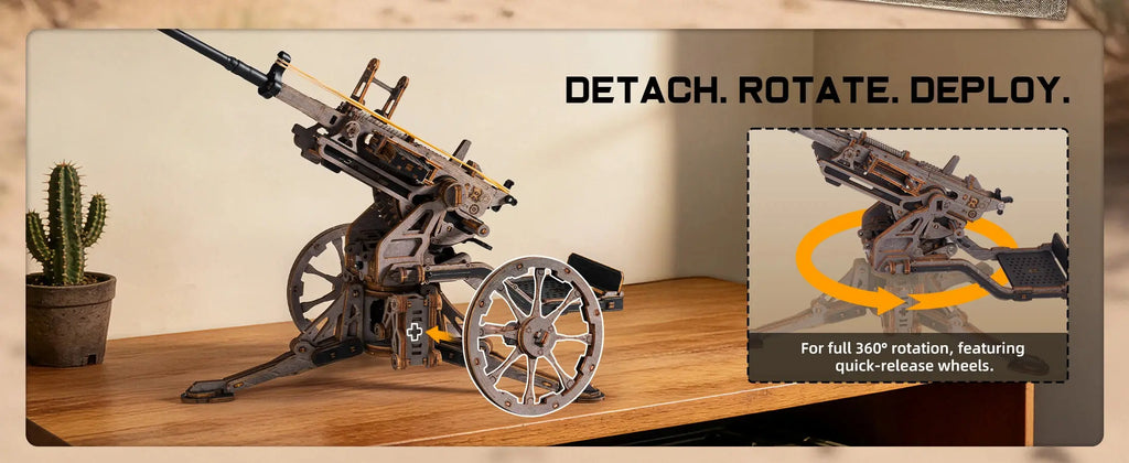 Anti-Aircraft Gun 3D Wooden Puzzle - Model to assemble