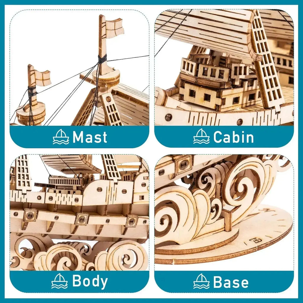 Vintage Wooden Watercraft Model Kit - Model to assemble