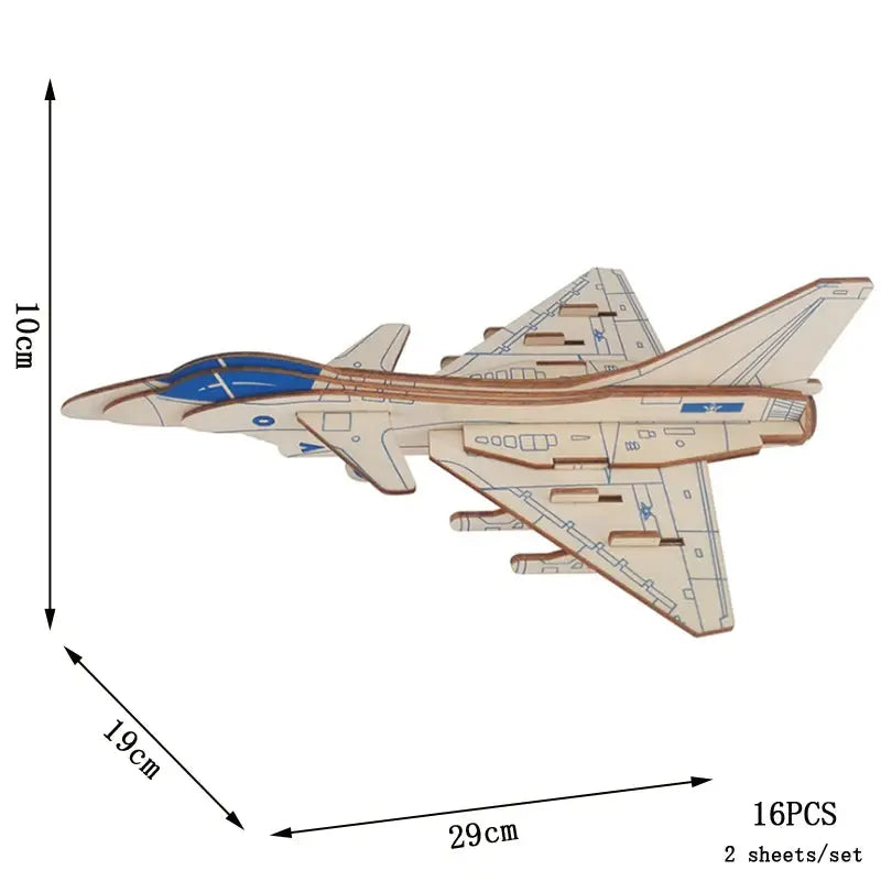 DIY Wooden 3D Fighter Jet Puzzle Model Kit – Handmade Airplane Assembly Toy for Kids - Model to assemble