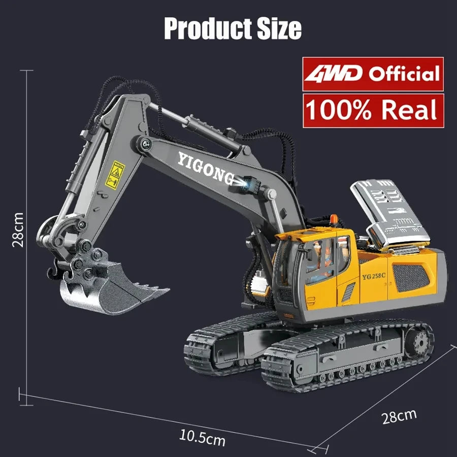 4WD Remote Control Excavator Toy Radio Controlled RC Dump Truck Vehicle Crawler Bulldozer Construction Car Gifts for Kids Boys Model to assemble