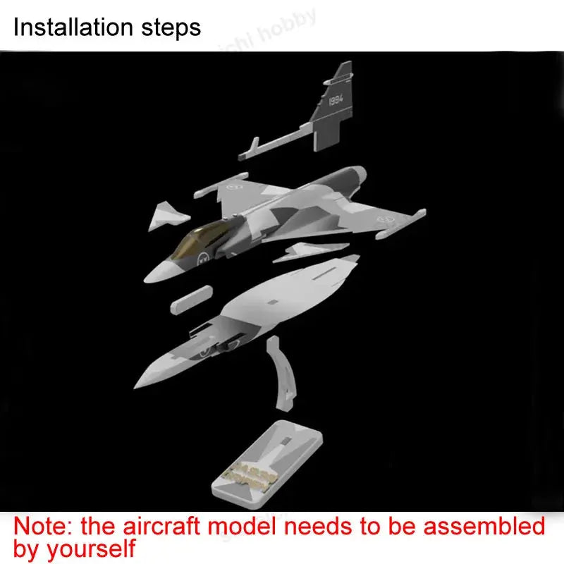 JAS-39 Gripen Fighter Jet Model Kit 1/76 Scale – 4th Generation Multipurpose Aircraft DIY Assembly - Model to assemble