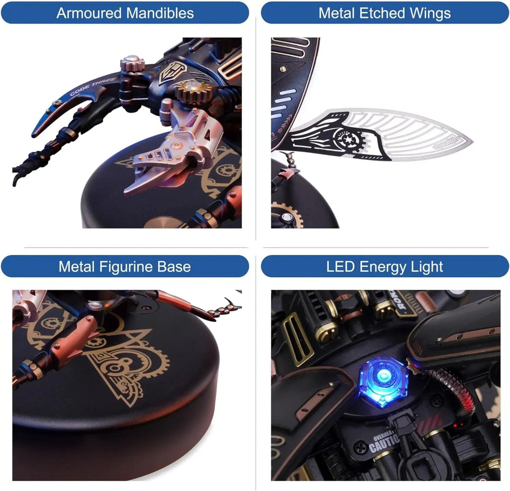 Robotime Rokr Stag Beetle Metal 3D Puzzles Games Punk Style Gift for Birthday Easy Assembly Mechanical Design DIY Toys - MI03 Model to assemble