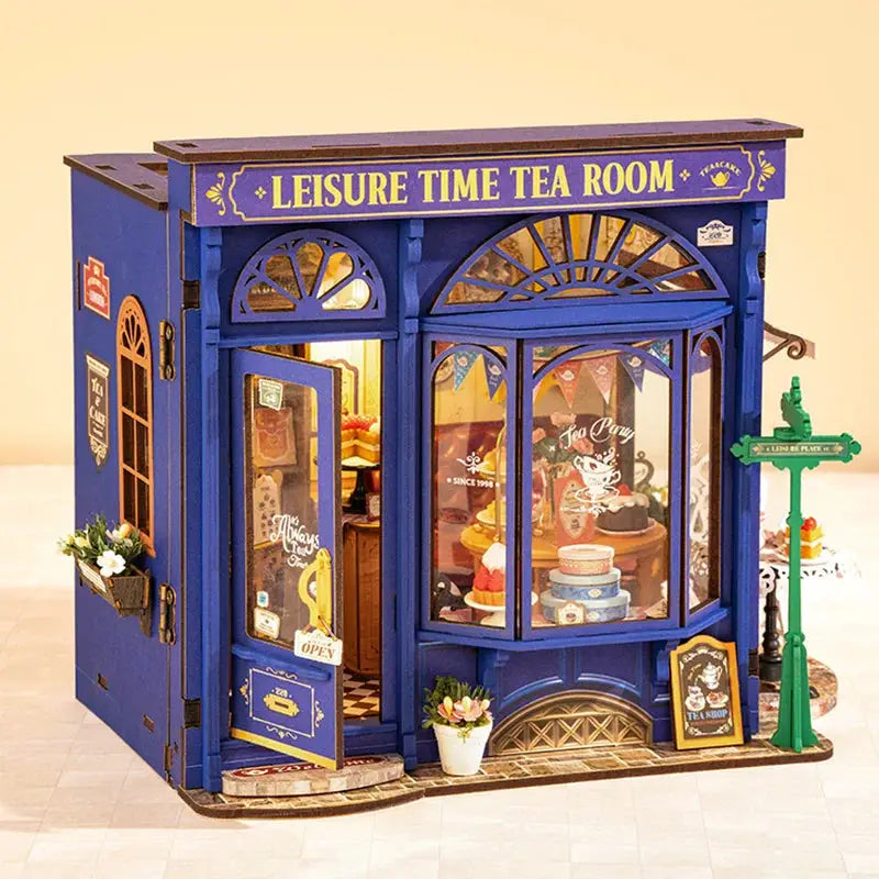 Leisure Time Tea Room DIY Miniature House Kit with LED Light