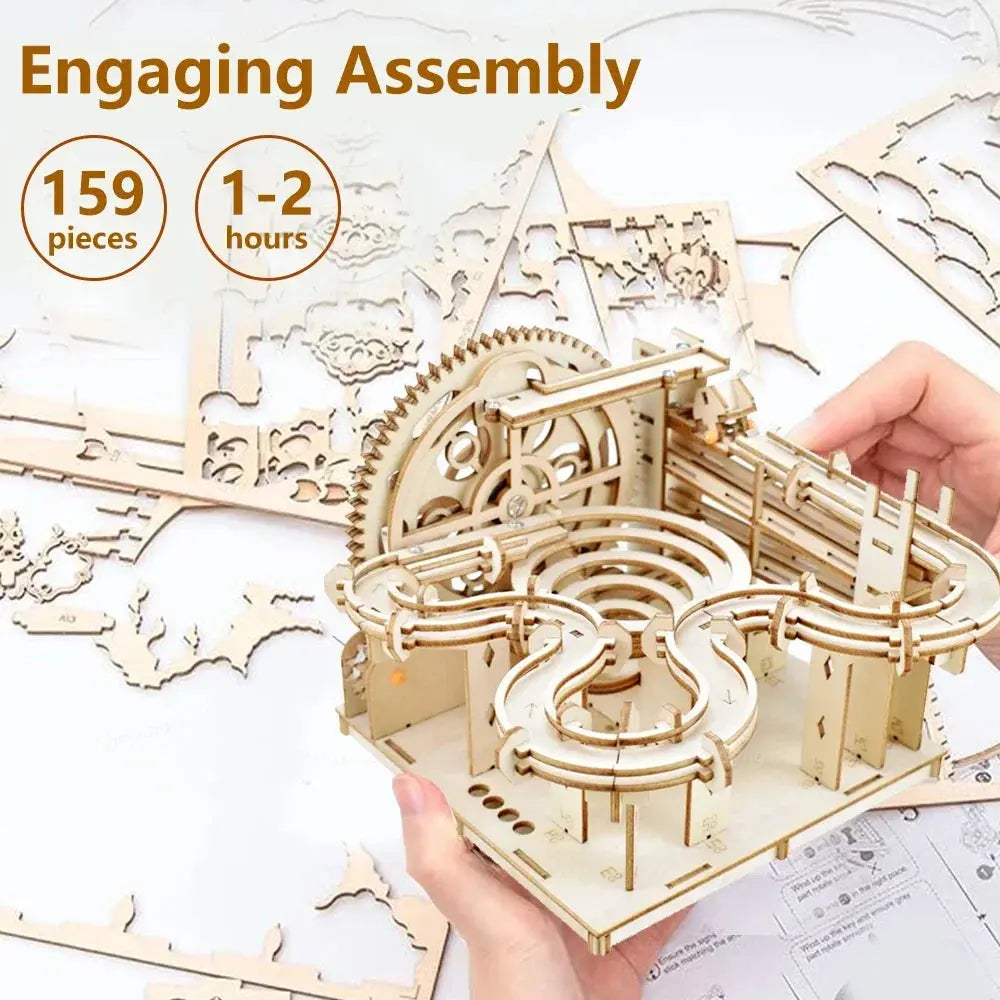 3D Wooden Puzzle DIY Building Kits Mechanical Model Marble Run - Model to assemble