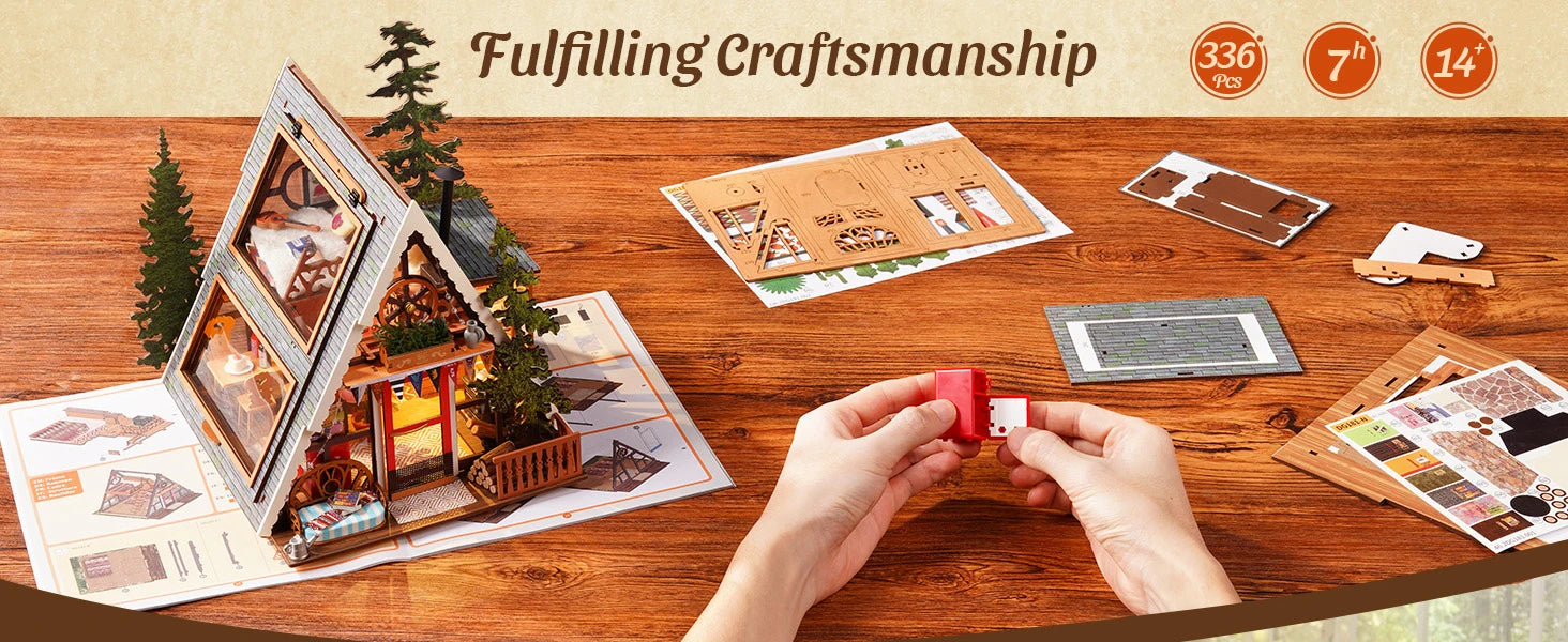 Miniature Frame Cabin with Openable Skylight - Model to assemble