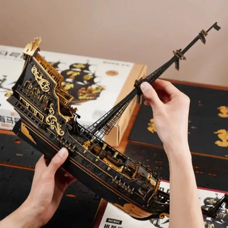 Wooden Three-Rigged Ship Model Kit - Model to assemble