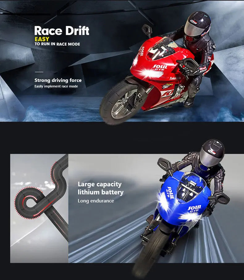 RC Motorcycle Self-Balancing 6 Axis of Gyroscope Stunt Racing Motorcycle Plastic RTR High Speed Off-Road Model Kid Toys For Boy Model to assemble