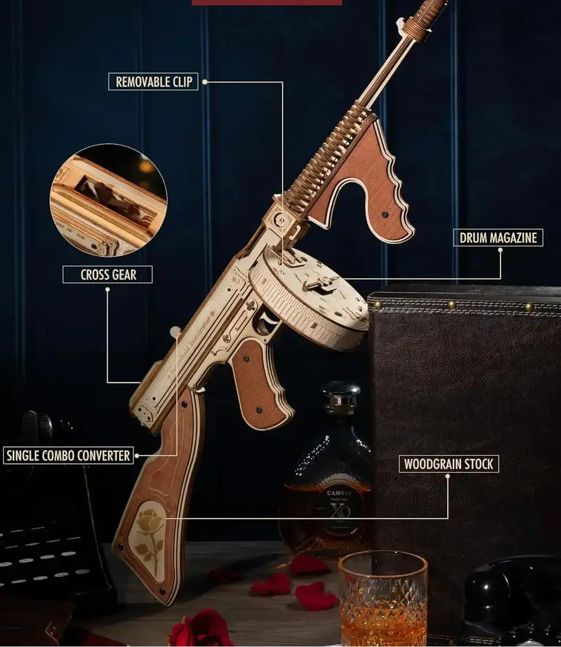 Thompson Submachine Gun 3D Wooden Puzzle - Model to assemble