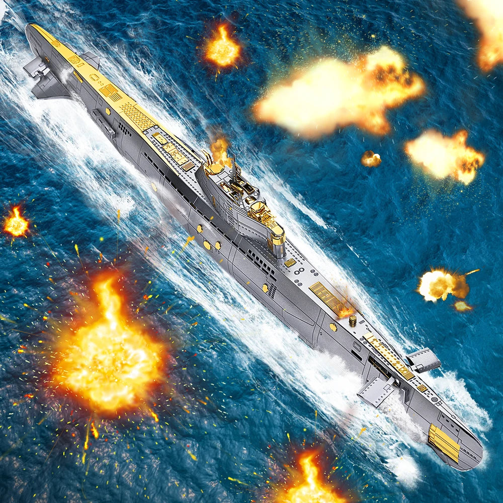 Piececool 3D Metal Puzzle Submarine Model Building Kits DIY Toy for Adult Jigsaw Brain Teaser for Teen Model to assemble