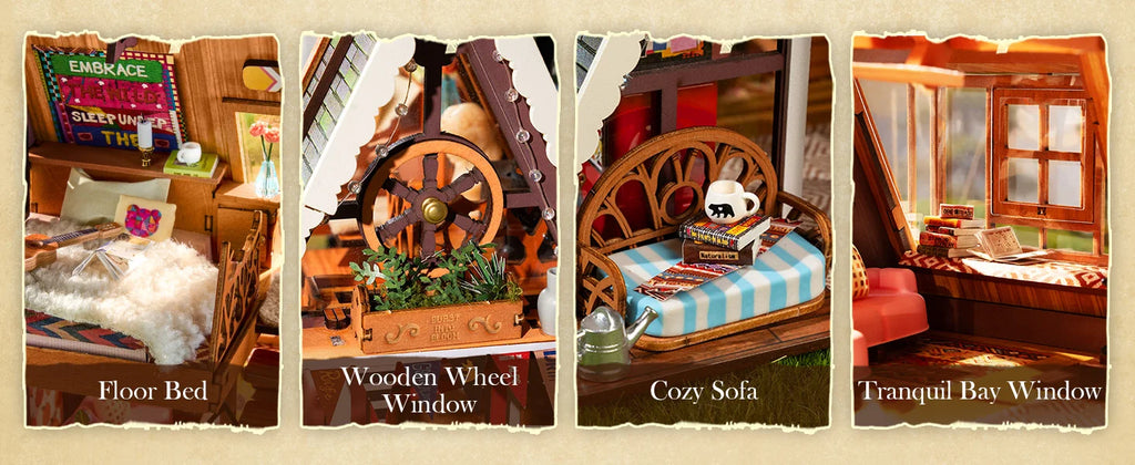 Miniature Frame Cabin with Openable Skylight - Model to assemble