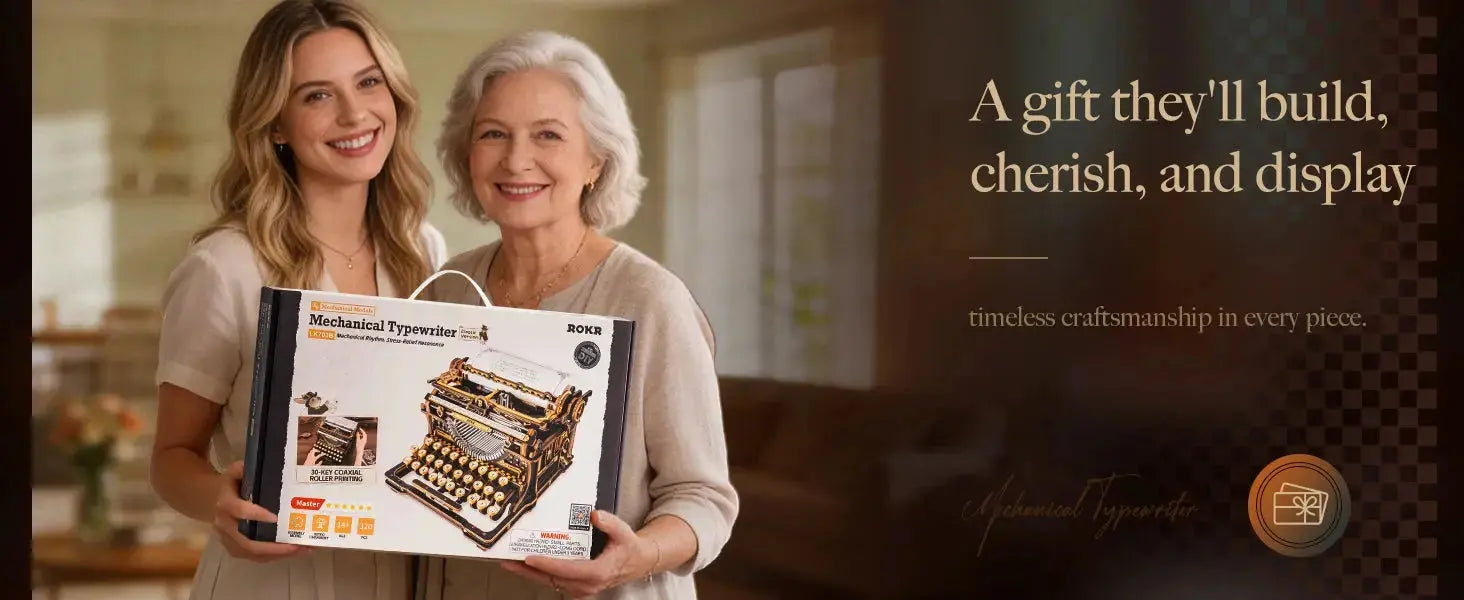 Mechanical Typewriter Wooden Model Kit - Model to assemble