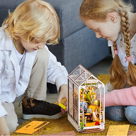 Robotime Rolife DIY Book Nook Wooden Miniature Doll House for Bookshelf Insert Furniture Model to assemble
