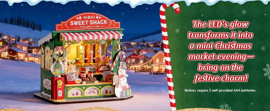 Christmas Candy Stall Dolls House, Christmas Decor - Model to assemble