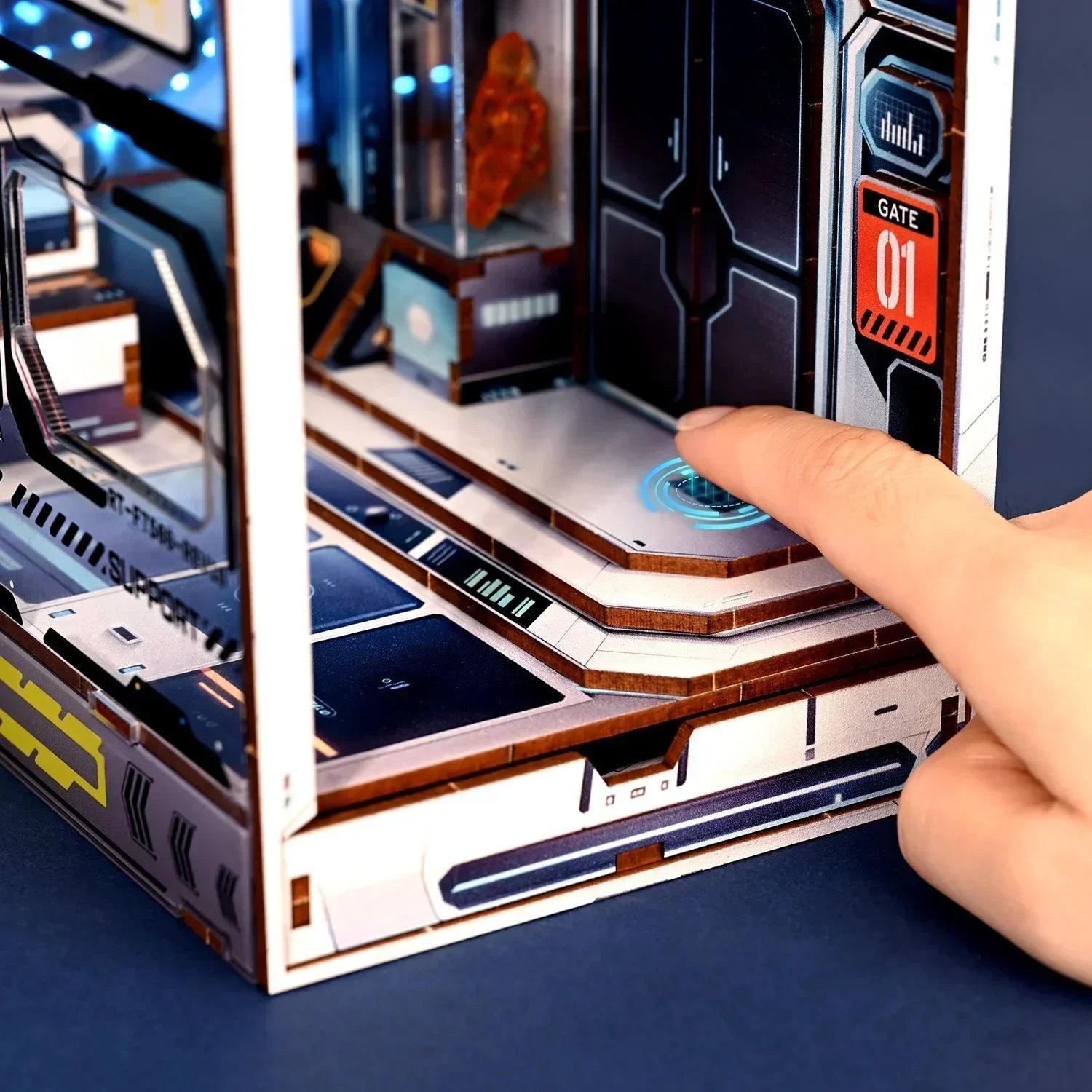 NEW Sci-fi Style Alien Hub DIY Wooden Book Nook Shelf Insert Miniature Kit, Bookshelf Home Bookend Decor For Adult Handmade Gift Model to assemble
