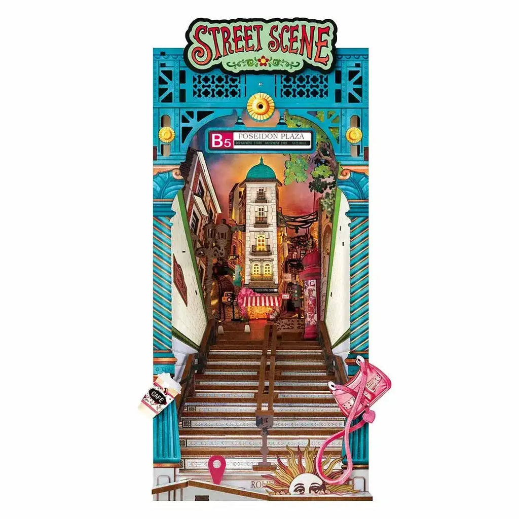 Street Scene Book Nook Set with Light - Model to assemble