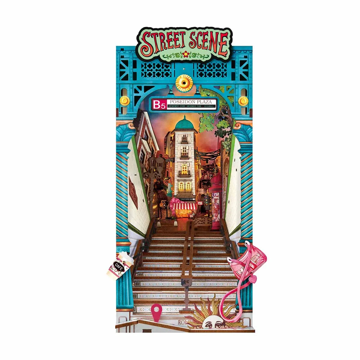 Street Scene Book Nook Set with Light - Model to assemble