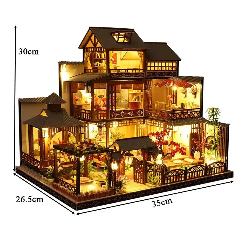 Japanese Dollhouse With Furniture Lights - Model to assemble