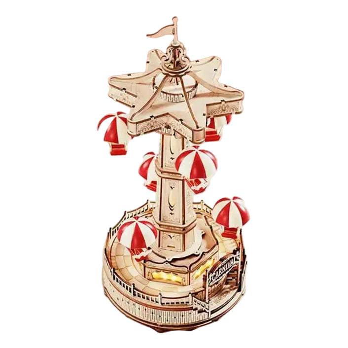 Parachute Tower Music Box Moveable Magic Amusement Park Model to assemble