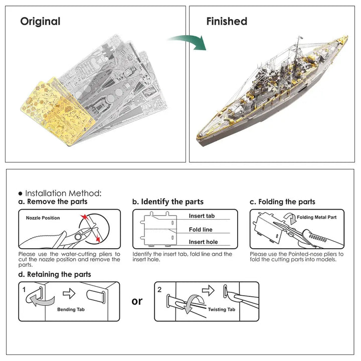 Yamato Nagato Class Battleship Metal Model to assemble