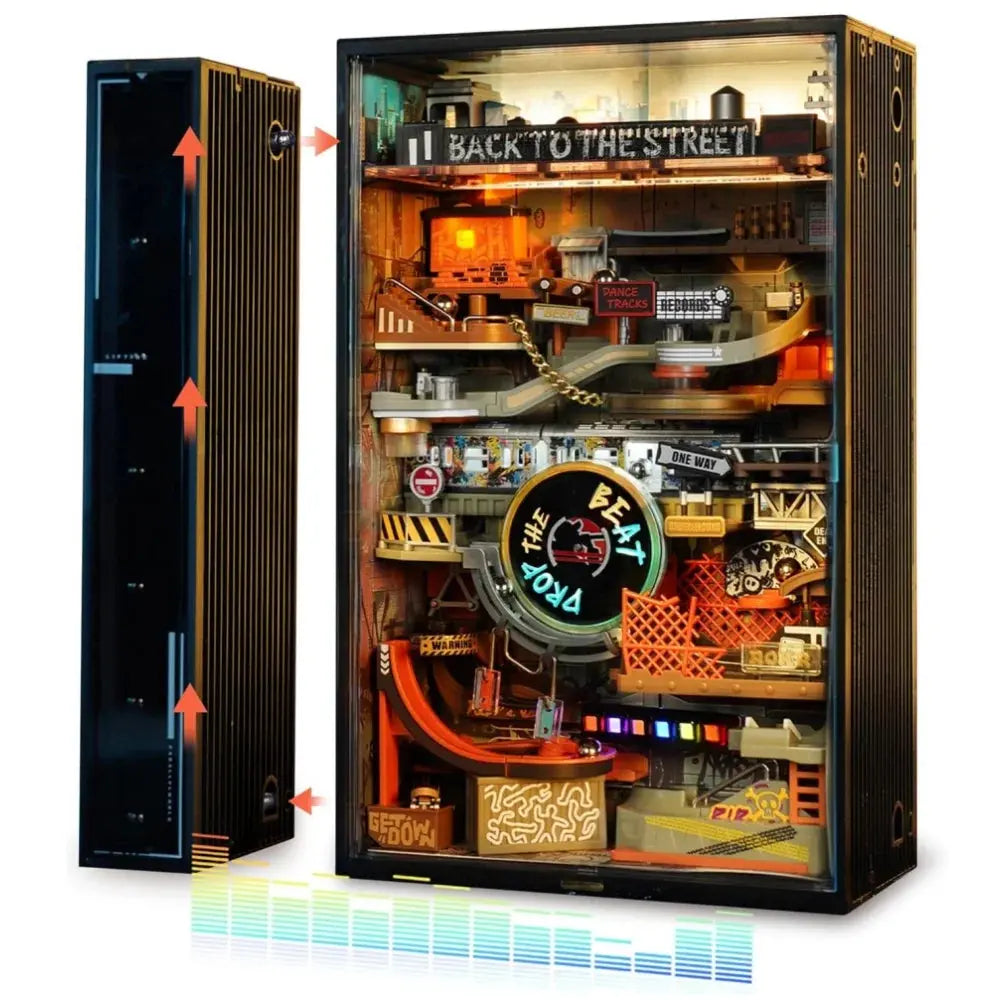 Robotime Rokr Marble Run Model Kits Hip-hop Street Gaming Decor Desk Decoration Parallel World MR03S 134pcs For Adult Model to assemble
