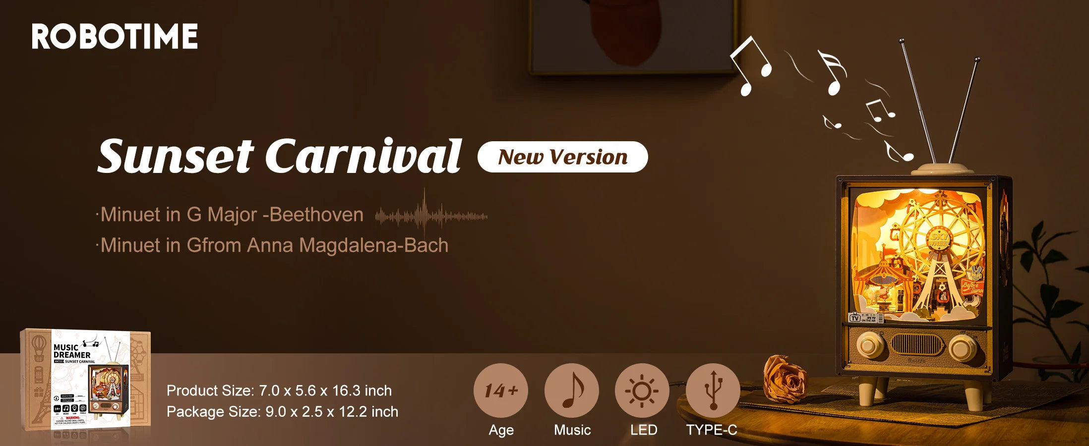 Sakura Dreamy TV Music Box with Light - Model to assemble