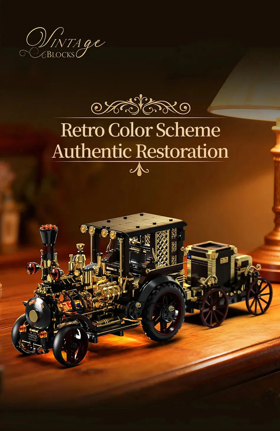 Vintage Mechanical Steam Car - Model to assemble