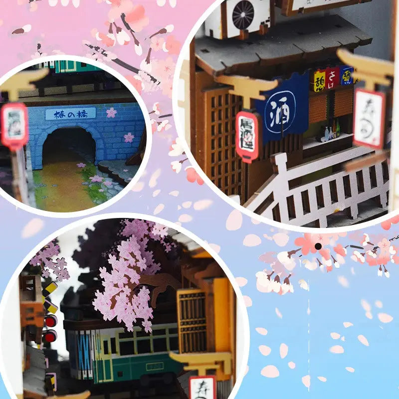 Cherry Blossom Bookends Japanese DollHouse - Model to assemble