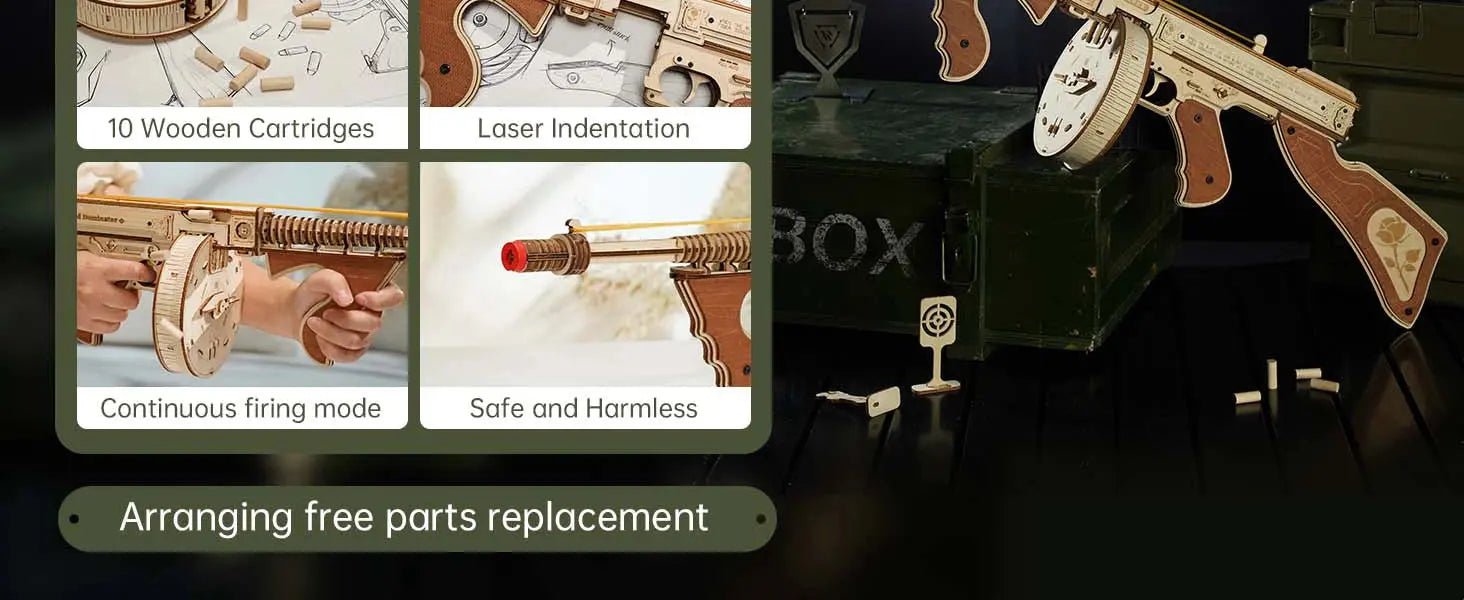 Thompson Submachine Gun 3D Wooden Puzzle - Model to assemble