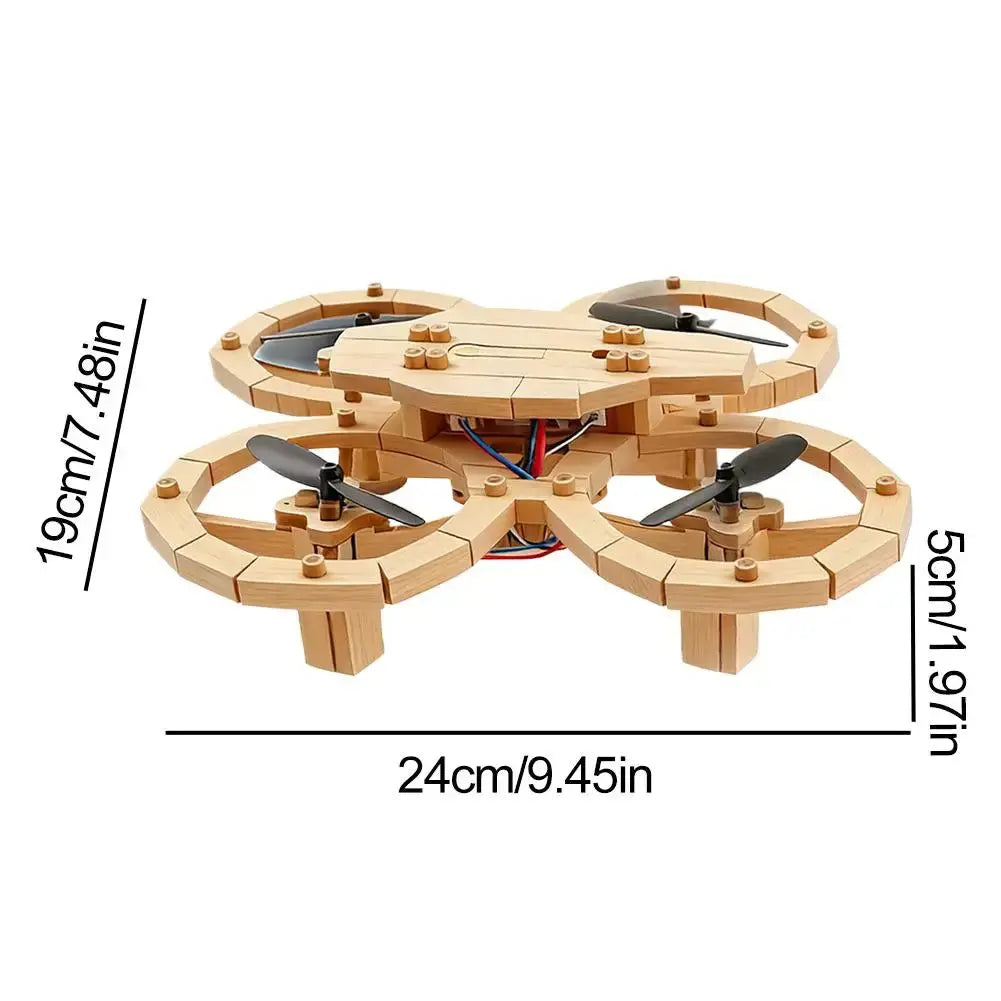Drone Quadcopter Wooden Assembly DIY With Remote Control - Model to assemble