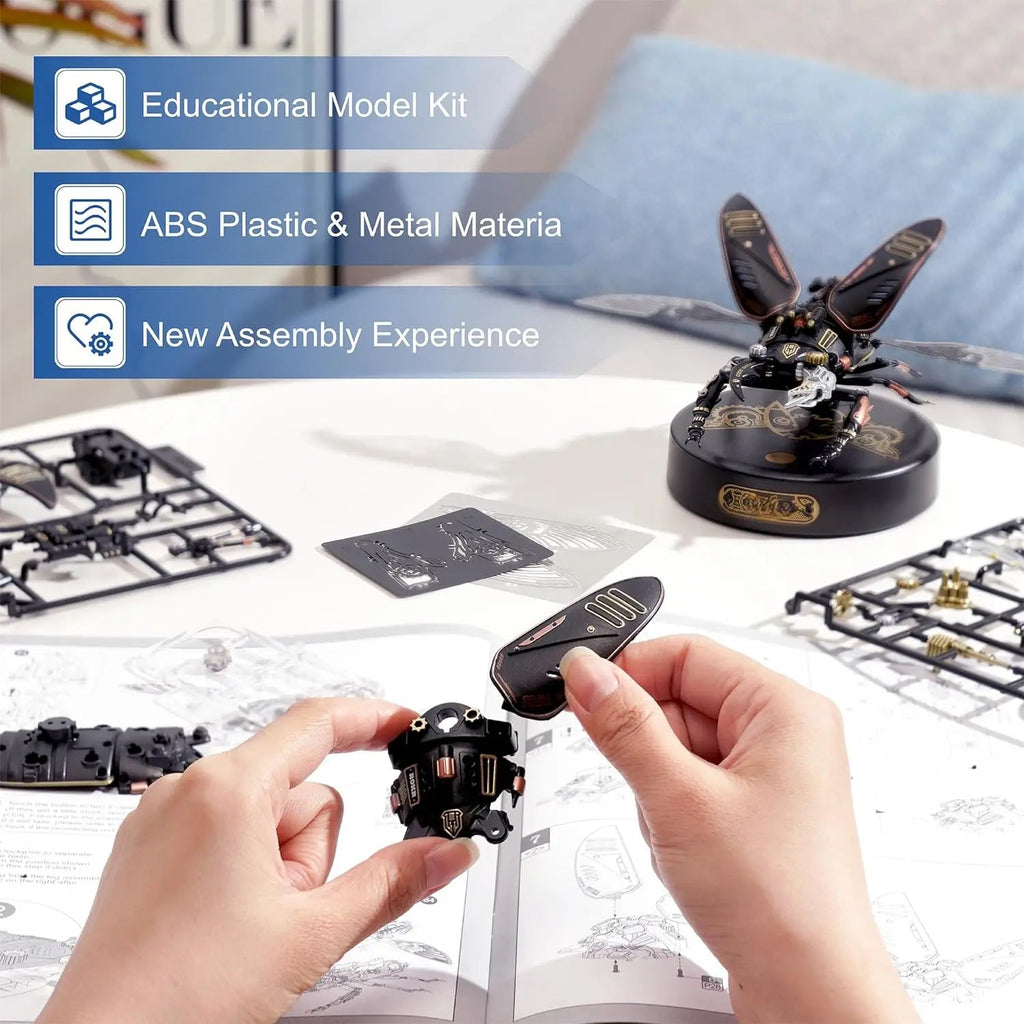 Robotime Rokr Stag Beetle Metal 3D Puzzles Games Punk Style Gift for Birthday Easy Assembly Mechanical Design DIY Toys - MI03 Model to assemble