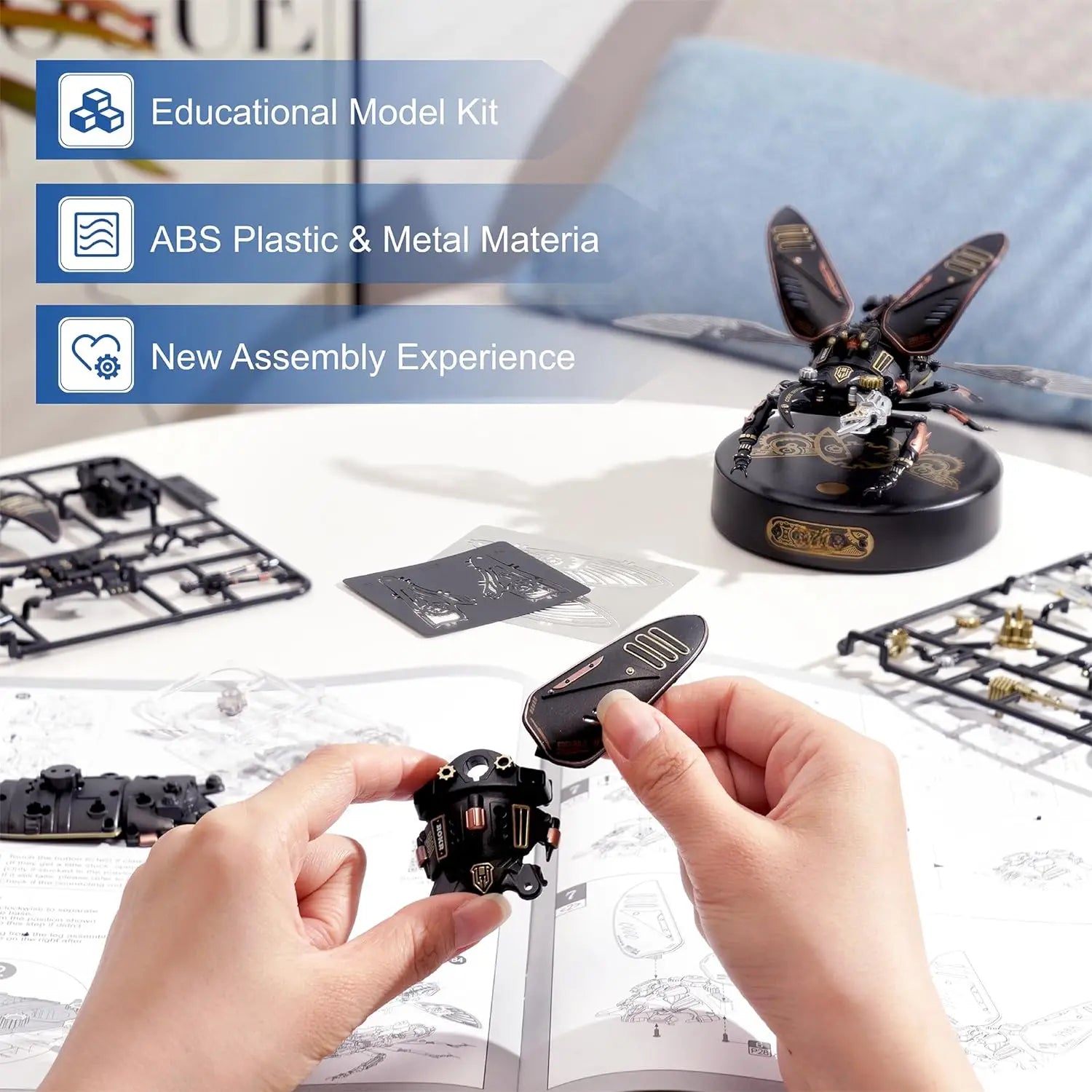 Robotime Rokr Stag Beetle Metal 3D Puzzles Games Punk Style Gift for Birthday Easy Assembly Mechanical Design DIY Toys - MI03 Model to assemble
