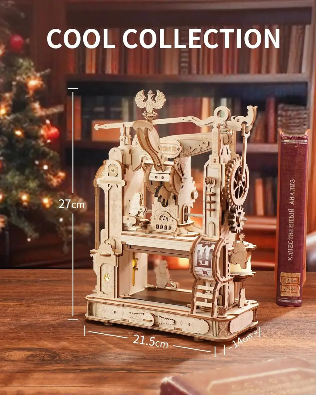 Wooden Printing Press Mechanical Gears Model Kit - Model to assemble