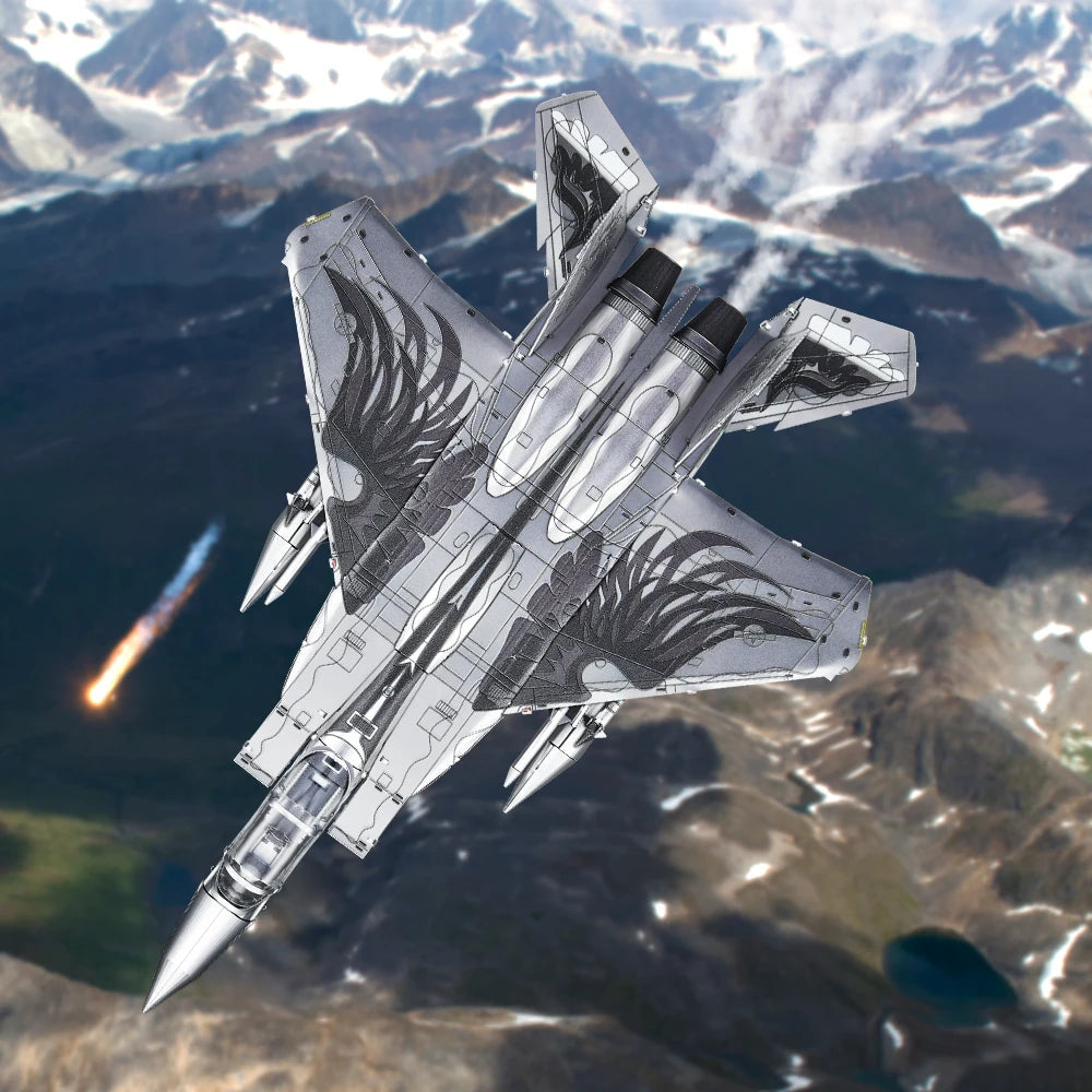 Piececool 3D Metal Model Kits F-15 Fighter 3D Puzzles for Adult DIY Assembly Plane Model Jigsaw Building Blocks Christmas Gifts Model to assemble