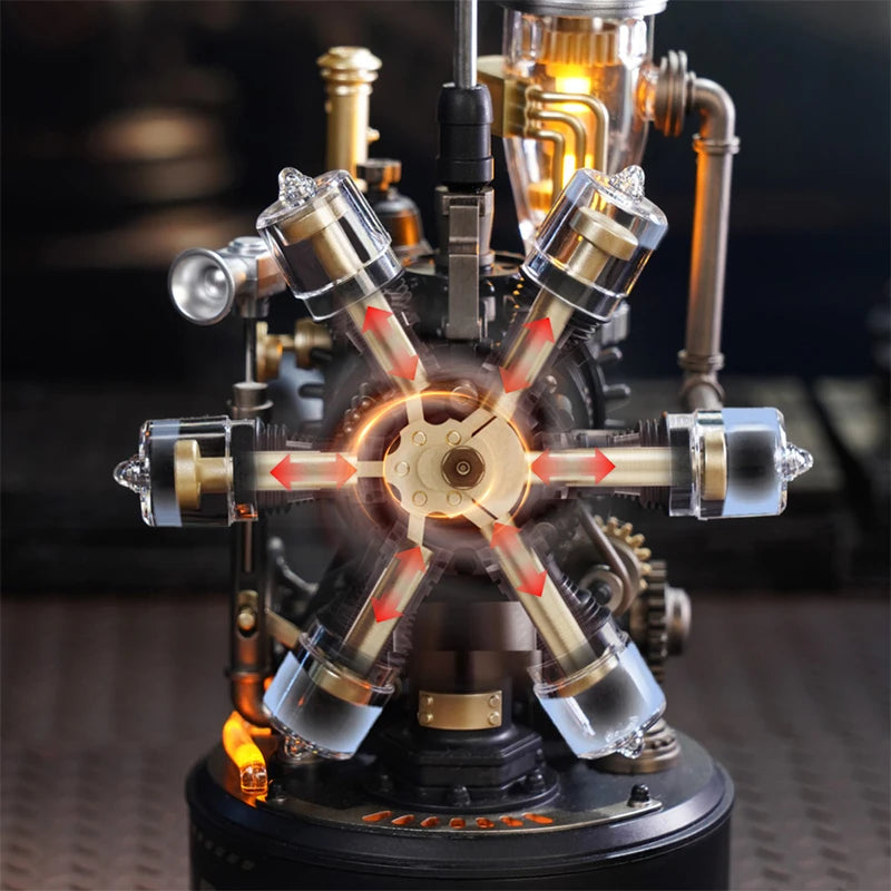 Leonardo Da Vinci's Helicopter Steampunk Mechanical Model with Moving Wing LED Unique - Model to assemble